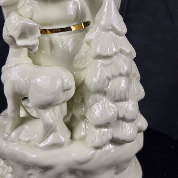 Santa And Reindeer Music Box Cream Gold Accents Works Plays "White Christmas" - Picture 14 of 16